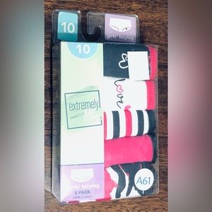 Extremely ME 5Pack Girl’s boy leg 100% cotton white pink black. Size 10